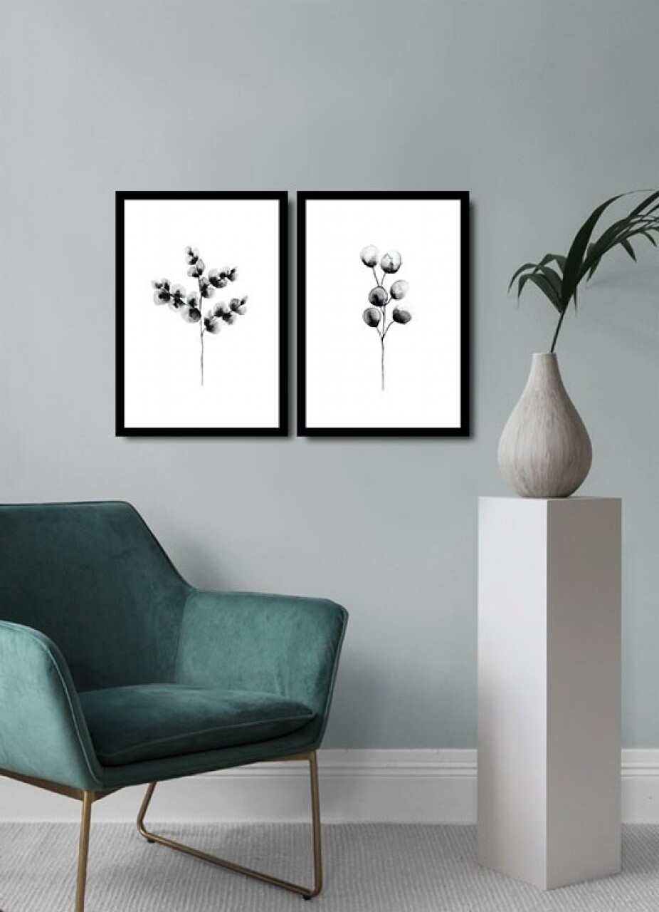 Set 2 tablouri decorative, Alpha Wall, Grey Twigs, 36x51 cm - imagine 3